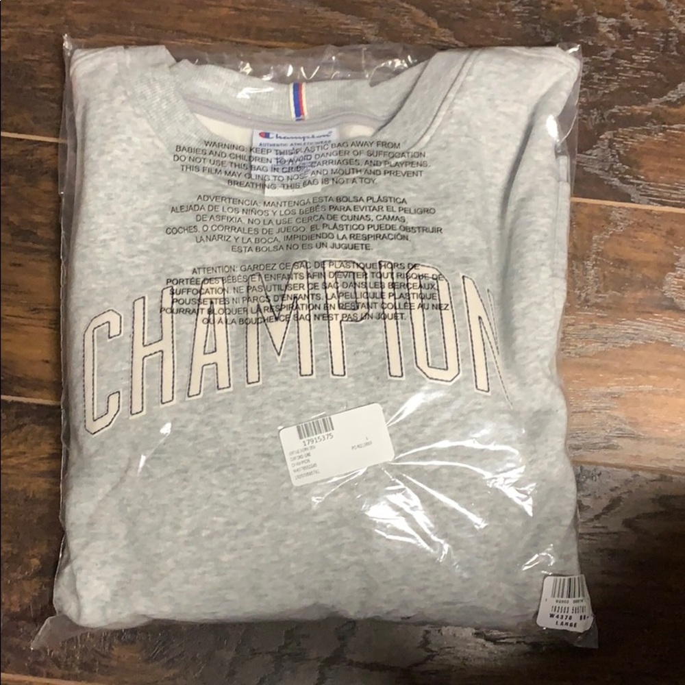 Champion gray navy sweatshirt shearling XL Large - Picture 5 of 6